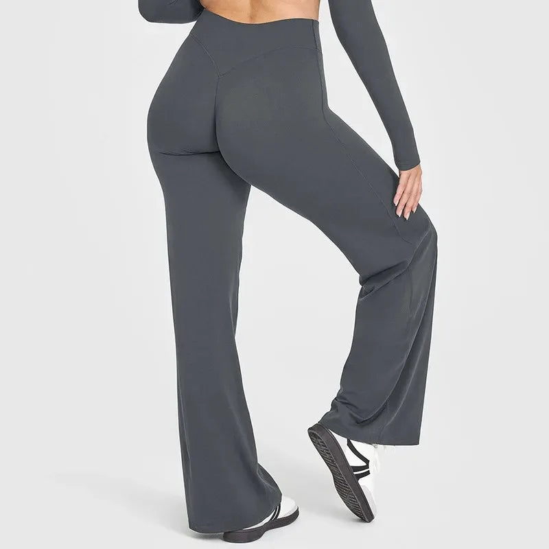 Sport Trousers Straight-Leg Pants Ultra Soft Butter Fabric Women'S Mid-Waist Yoga Pants GYM Naked Feel Pilates Running