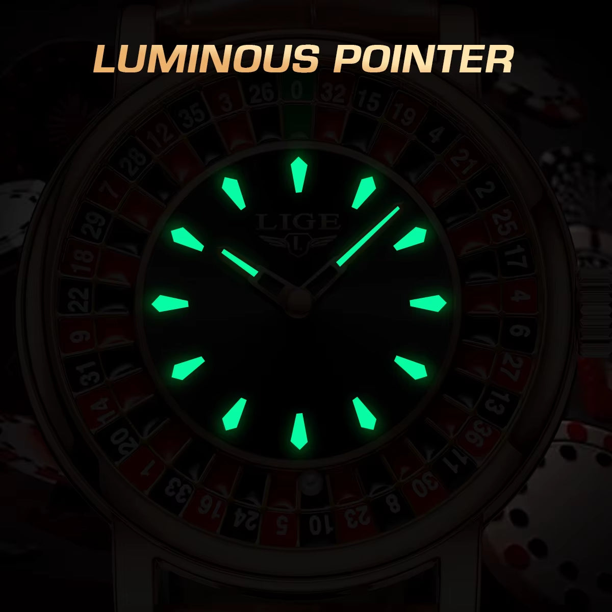 Fashion Brown Leather Men Watch Rotating Dial Las Vegas Roulette Desktop Theme Watch Men Waterproof Luminous Clock Watches
