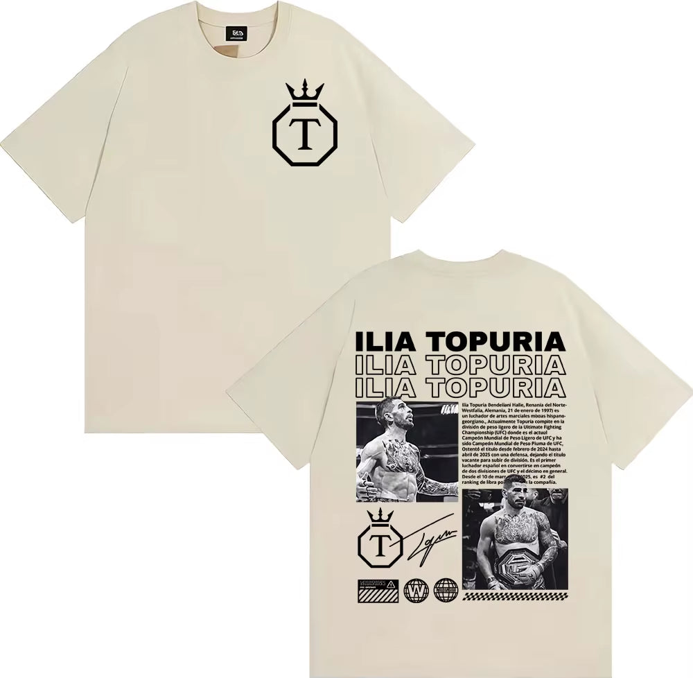  Ilia Topuria "Matador" Style 2025 Summer 100% Cotton Printing T-Shirt Limited, Men'S Clothing Cozy Short-Sleeved Casual Y2K